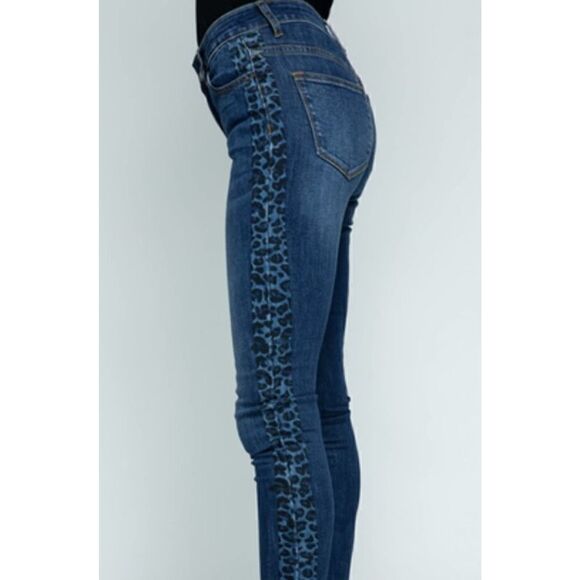 Vocal Denim with Leopard Print on side Small NWT - Picture 2 of 4